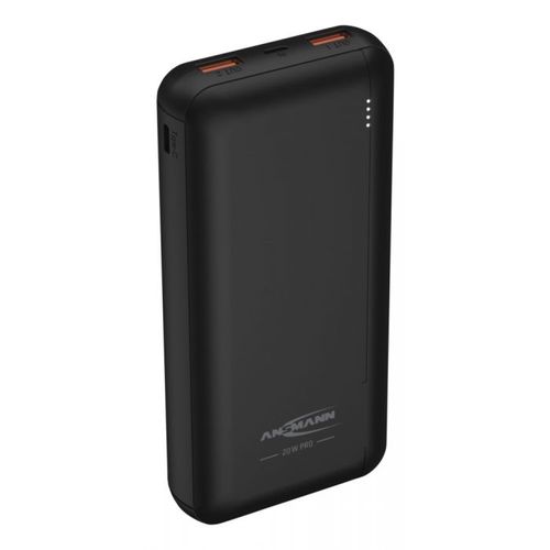 LiPo  uzlādēšanas ierīce (Powerbank) 2xUSB + USB C 20000mAh 20W QC3.0 PD melna ar microUSB kabeli ANSMANN PB320PD 4013674187195