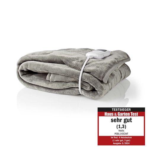 Electric Blanket | Overblanket | 1 Person | 180 x 130 cm | 9 Heat Settings | 9 h | Washable | Overheating protection | Digital control | Fleece PEBL140CWT 5412810316939