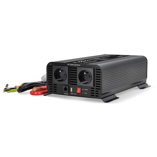 Power Inverter Pure Sine Wave | Input voltage: 24 V DC | Device power output connection(s): Type E (CEE 7/5) / USB-A / 1x USB-C™ | 230 V AC 50 Hz | 1000 W | Peak power output: 2000 W | Screw Terminal | Pure Sine Wave | Fuse | Black PIP100024EBK 5412810448999