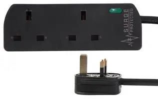EXTENSION LEAD 2 GANG SURGE BLACK 7.5M PELB1990