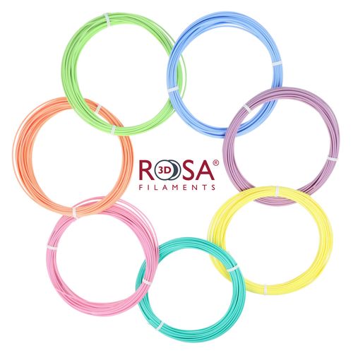 Kvēldiegu PLA komplekts 7 pasteļkrāsu 30g katra (10m) 1,75mm 3D pildspalvām ROSA3D PLA175-7x30g-PASTEL 5907753133625
