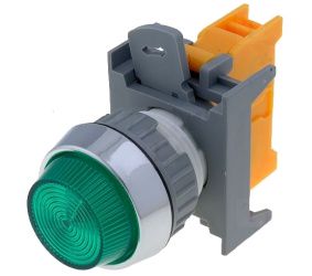 Signālspuldzes ligzda Ø22mm zaļa, ligzda BA9S lampai PLN22A-G