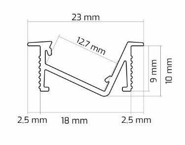 LED PROFILS ZENOLINE, 3 m garš, ALUMĪNIJS, Opāla vāks PROF-ZENOLINE-3Ms