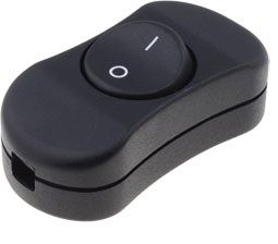 Tastatūras slēdzis, OFF-ON fiks, 2k. 3A/250VAC 60x30x19mm SPST, stiprināms pie vada, melns R13-901-BB
