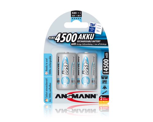 Akumulators R14 (C) 1.2V 4500mAh Ni-Mh ANSMANN (2 gab.iepakojums) R14/4500/ANS-BL2 4013674353521