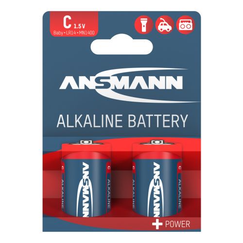 Sārma baterija R14 (C) 1.5V ANSMANN (2 gab.iepakojums), Alkaline R14A/ANS-BL2 4013674007486