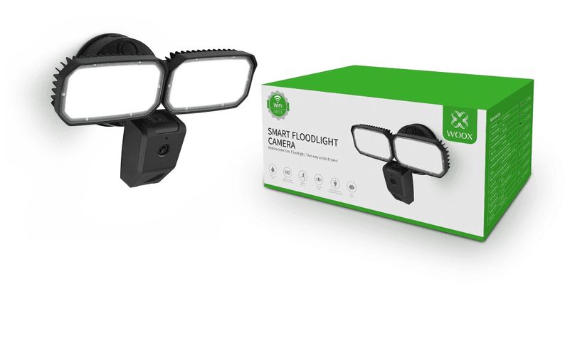 Viedais āra prožektors / Kamera  25W, 1080P, 230V maiņstrāva, divvirzienu audio, PIR noteikšana, sirēna, SD 128Gb, melns, WOOX R4076 8435606711777