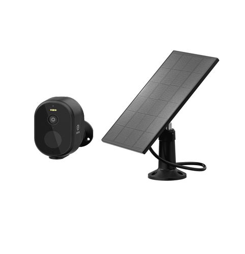 Āra viedā videokamera ar saules lādētāju, 4MP 2K, 5200mAh, divvirzienu audio, melna, TUYA, WOOX R4253 8435606830676