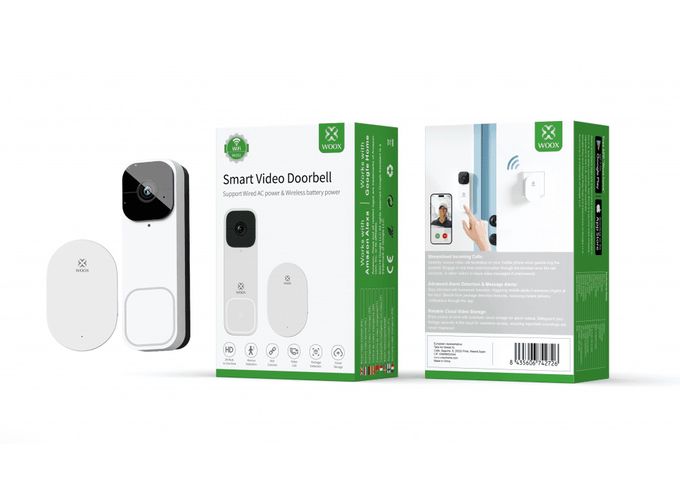 Bevielis išmanusis Wi-Fi durų skambutis ar video kamera 3MP, baltas, TUYA / Smart Life R4331 8435606742726