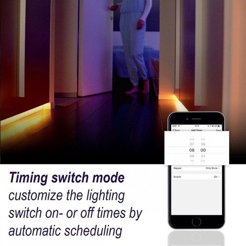 Viedais LED lentes komplekts ar Wi-Fi kontrolieri un barošanas bloku, RGB+WW, 5m, 24W, 1000lm, TUYA / Smart Life, WOOX R5093 8435606707145