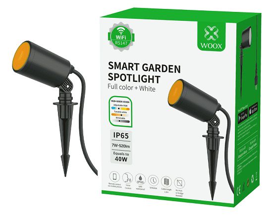 LED dārza gaisma 230Vac, 7W 520lm 2700K - 6500K, RGB+CCT, IP65, smart Wi-Fi, vadāma caur lietotni, TUYA / Smart Life, WOOX R5147 8435606715034; 8435606830546