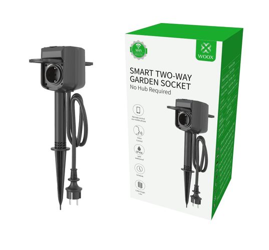 Viedā divvirzienu āra ligzda Wi-Fi, 3680W, melna, WOOX R6079 8435606710138