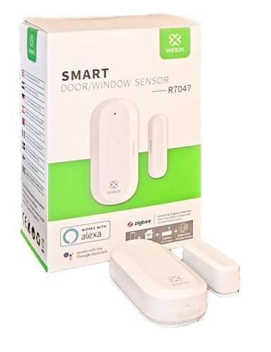 Smart ZigBee iekštelpu bezvadu durvju un logu sensors, 2 x CR2032, balts, WOOX R7047 8435606701259