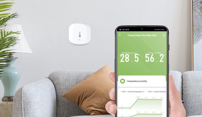 Smart ZigBee iekštelpu bezvadu mitruma un temperatūras sensors, CR2032, balts, WOOX R7048 8435606701266; 8435606720991