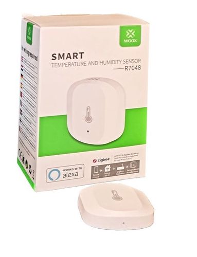 Smart ZigBee iekštelpu bezvadu mitruma un temperatūras sensors, CR2032, balts, WOOX R7048 8435606701266; 8435606720991