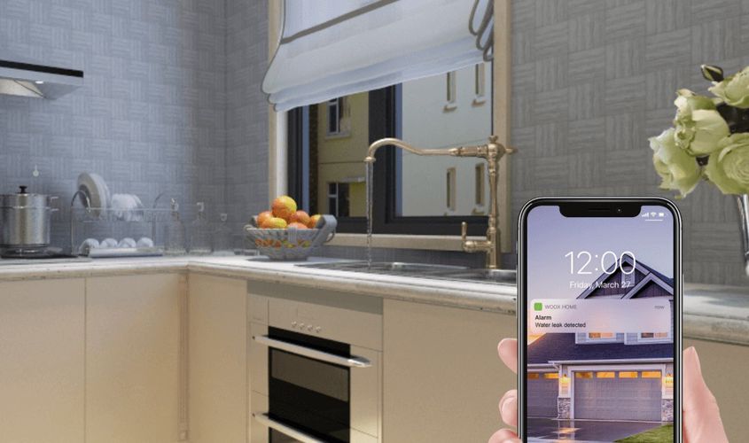 Smart ZigBee iekštelpu bezvadu ūdens noplūdes sensors, CR2032, IP67, balts, WOOX R7050 8435606701280