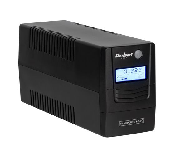 UPS REBEL modelis Nanopower Plus 1000, bezsaistes, 1000VA/600W, 230V, 50Hz, LCD, USB, RJ45 RB4025 5901890097796; 5901890097857