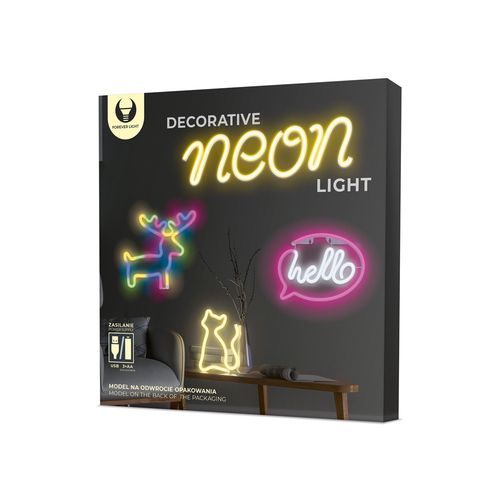 Neona LED gaisma HELLO rozā balta Bat + USB FLNE15 Forever Light RTV100232 5900495956217