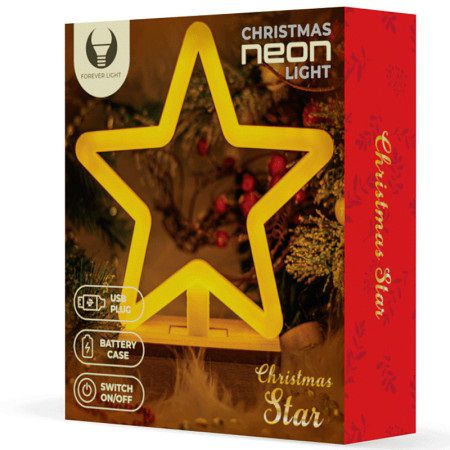 Neona koka statīvs LED STAR warm white, 5V USB / 3xAA, FLNW04 Forever Light RTV100428 5900495268624
