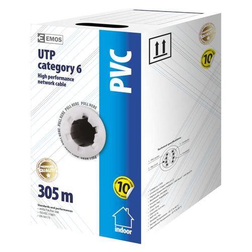 Kabelis UTP CAT6 4x2x0.55mm, viendzīslu, Varš, PVC Eca KO/UTP6/E 8595025341426