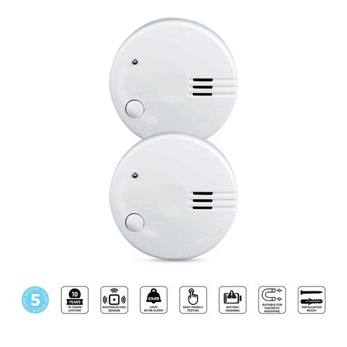 Mini smoke detector with 5 year battery 2-pack White SD510 2X 8711902089384