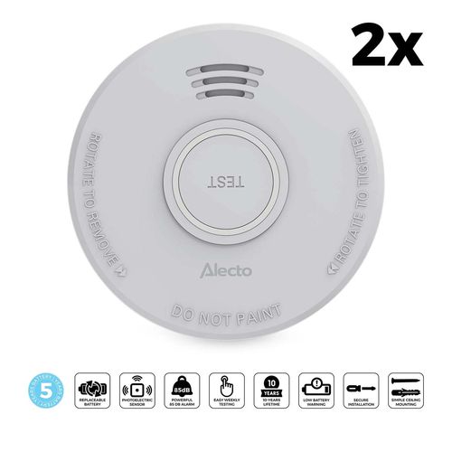 Smoke detector with 5 year battery 2 pcs SD530 2X 8711902090359