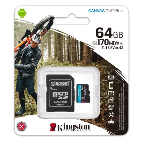 Atmiņas karte microSD 64GB Class 10 UHS-1 U3 A2 V30 ar SD adapteri CANVAS Go! Plus SDCG3/64GB 740617301045