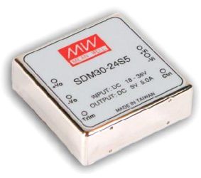 Sprieguma pārveidotājs  DC/DC 9-18V:5V 5A slēgts MEAN WELL SDM30-12S5