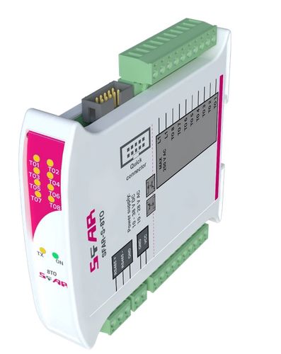Industrial I/O module with Modbus RTU/ASCII communication - 8 Triac Outputs (500 mA @ 24 V AC, 500 mA @ 230 V AC). Power supply 10-38 V DC; 10-28 V AC SFAR-S-8TO