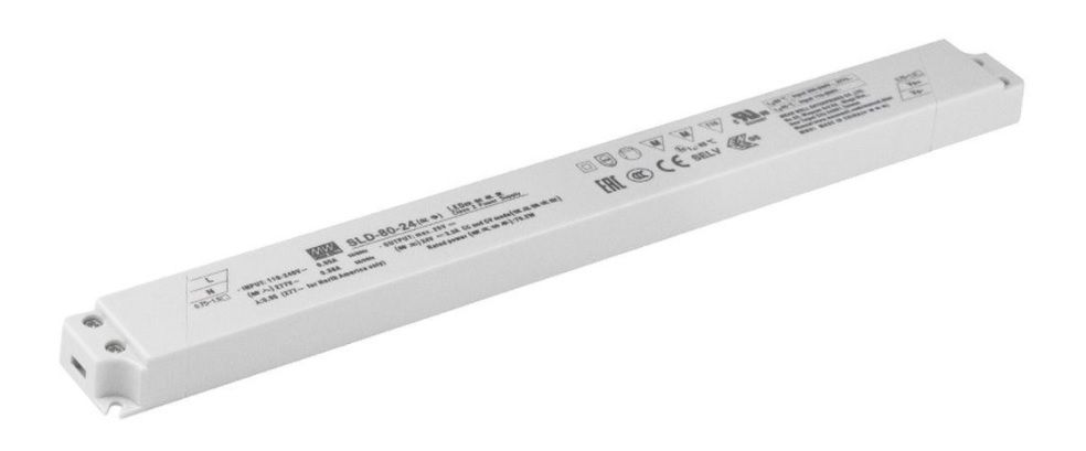 80W  LED barošanas bloks 24V 3.3A, 16.8x30x320mm SLD-80-24