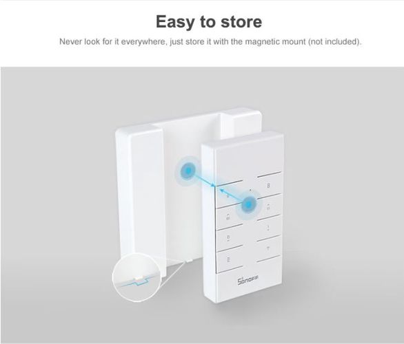 Tālvadības pults RM433, 433 MHz, 8 pogas, var tikt izmantota ar SONOFF RM433-BASE magnētisko turētāju , SONOFF SONOFF-RM433 6920075727623