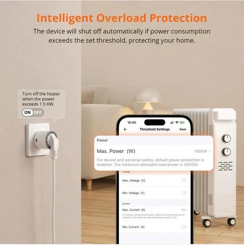 Viedā kontaktdakša ar enerģijas skaitītāju, S60, ZigBee 3.0, 230Vac, 16A SONOFF-S60ZBTPF 6920075743005