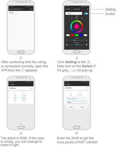 LED digitālais lentes kontrolieris 5-24V, Bluetooth, 2048 PIX SP105E