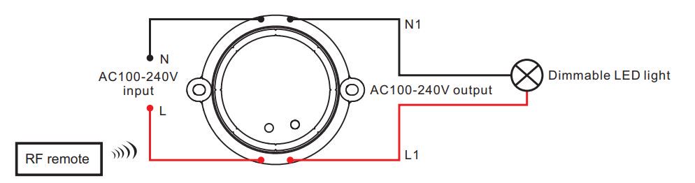 Bezvadu Slēdzis ON/OFF, 230Vac, 100W, Easy-RF sērija, arnricher SR-2501SAC-SWITCH