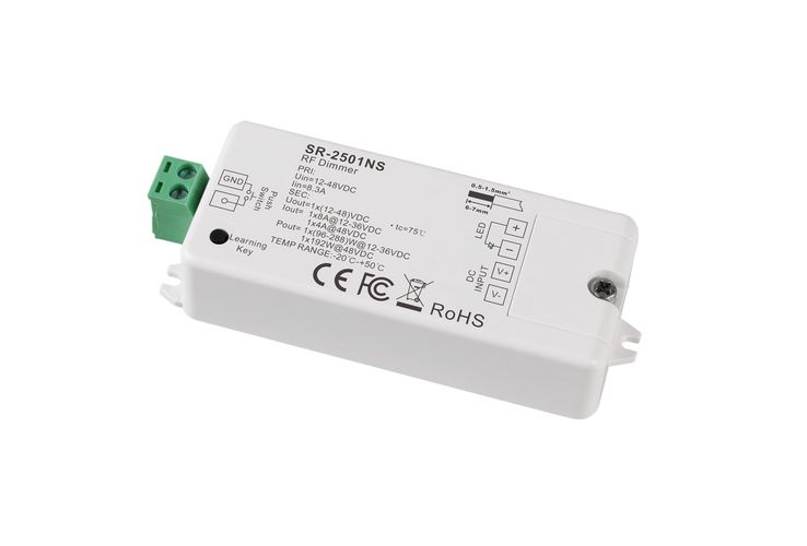 LED lentes vadības sistēmas uztvērējs 12-36V 1x8A vienas krāsas Easy-RF sērija, Sunricher SR-2501NS 4772081002148