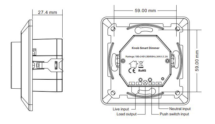 LED kontrolieris ar sienas stiprinājumu, rotējošs, SR-BUS RF + Bluetooth, Sunricher SR-SB2835RAC-S