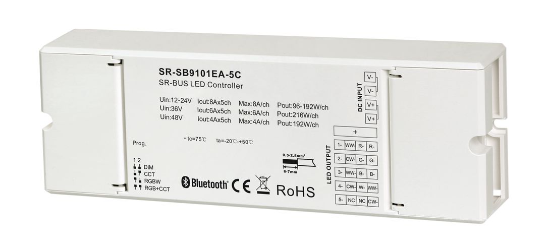 LED kontrolieris 4 in 1, universāls RF+Bluetooth, RGB +CCT, Sunricher SR-SB9101EA-5C