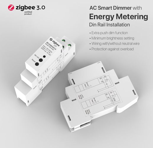 Gudrais fāžu dimmeris DIN, ZigBee 3.0, 100-240 Vac 400 W max TRIAC SR-ZG9042A-D