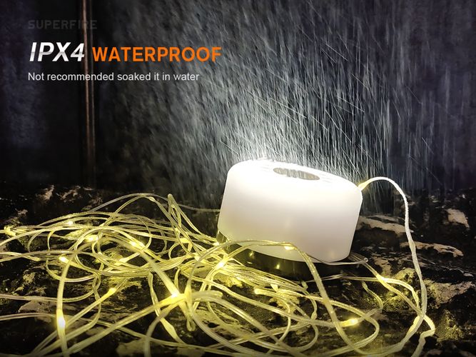 LED kempinga lukturis ar LED virteni, uzlādējams ar USB-C, 1800mAh, 50-250lm SUPERFIRE-LT01