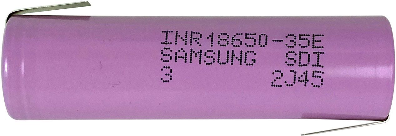 Uzlādējams akumulators 18650 3.6V 3450mAh 8A Li-ion ar lodēšanas spailēm INR18650 35E SAMSUNG 18650/3500L/SAM