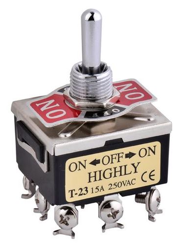 Pārslēgs IESLĒGŠANA-IZSLĒGŠANA-IESLĒGŠANA 9-kontaktu. 3 poz. fiksēts 15 A/250 V M4 HIGHLY T-33BS