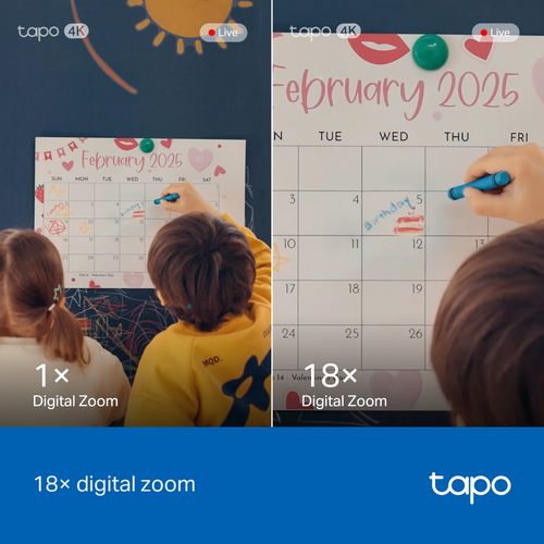 Wi-Fi iekšējā kamera, 4K 8MP, 2,4 + 5 GHz, Wi-Fi 6, krāsu nakts redzamība, MicroSD līdz 512GB TAPO-C260 8885021370088
