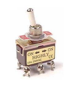 Slēdzis 6k. 2 poz. ar fiksāciju 250V 15A ar skrūvēm M4 Highly T-D6PIN/2F/B