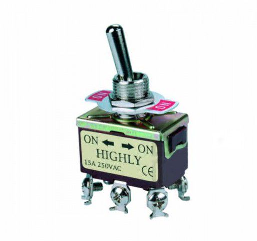Slēdzis 6k. 3 poz. ar fiksāciju 250V 15A ar skrūvēm M4 Highly T-D6PIN/3F/B