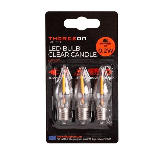LED spuldze caurspīdīga 0,2W E10 8-55V 12Lm 2100K THORGEON THORGEON-05273 4751029899705