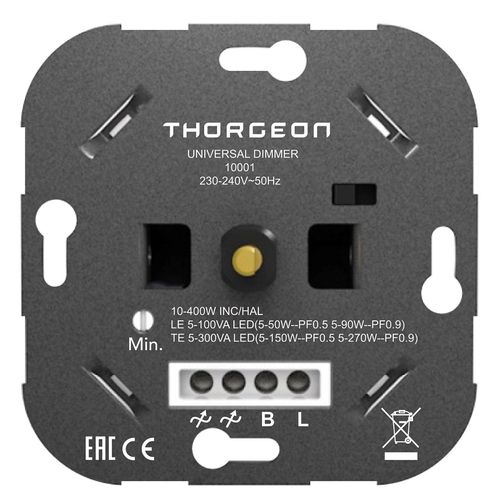 Gaismas regulators 230V 10-400W TRIAC, ar vadības rokturi, THORGEON THORGEON-10001 4751029893598