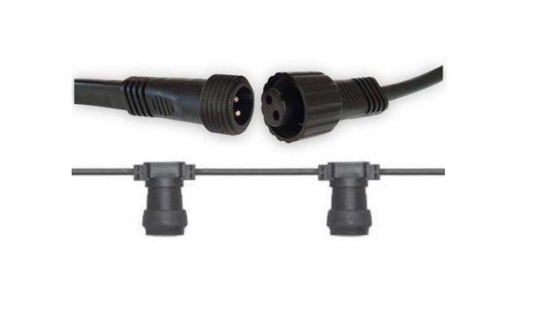 Virtene, 50m, 100 x E27 spuldžu ligzdas, melns, mitrumizturīgs IP44, THORGEON 14004 4751029894588