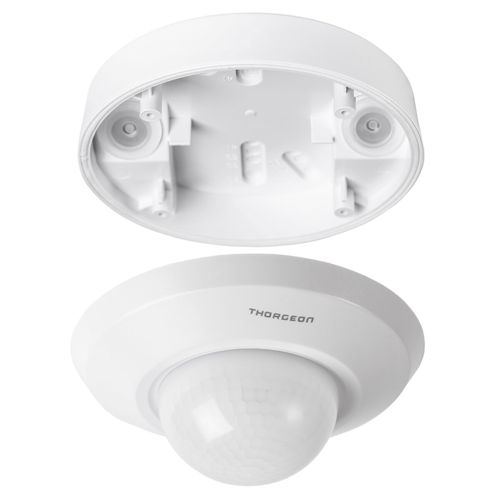 PIR kustības un klātbūtnes detektors, 230 Vac, 1000 W, 20 m, iedziļināts vai virsmu montāžai, balts THORGEON-02023 4751029898555