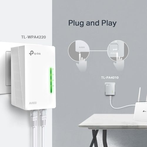 Strāvas līnijas adapteris 600Mbps un Wi-Fi diapazona paplašinātāja komplekts 300Mbps TL-WPA4220KIT 6935364032258