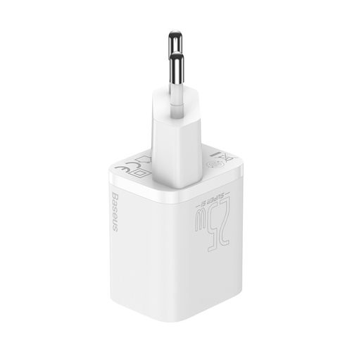 Sienas ātrās uzlādes lādētājs Super Si 25W USB-C QC3.0 PD ar USB-C 1m kabeli, balts TZCCSUP-L02 6953156206038